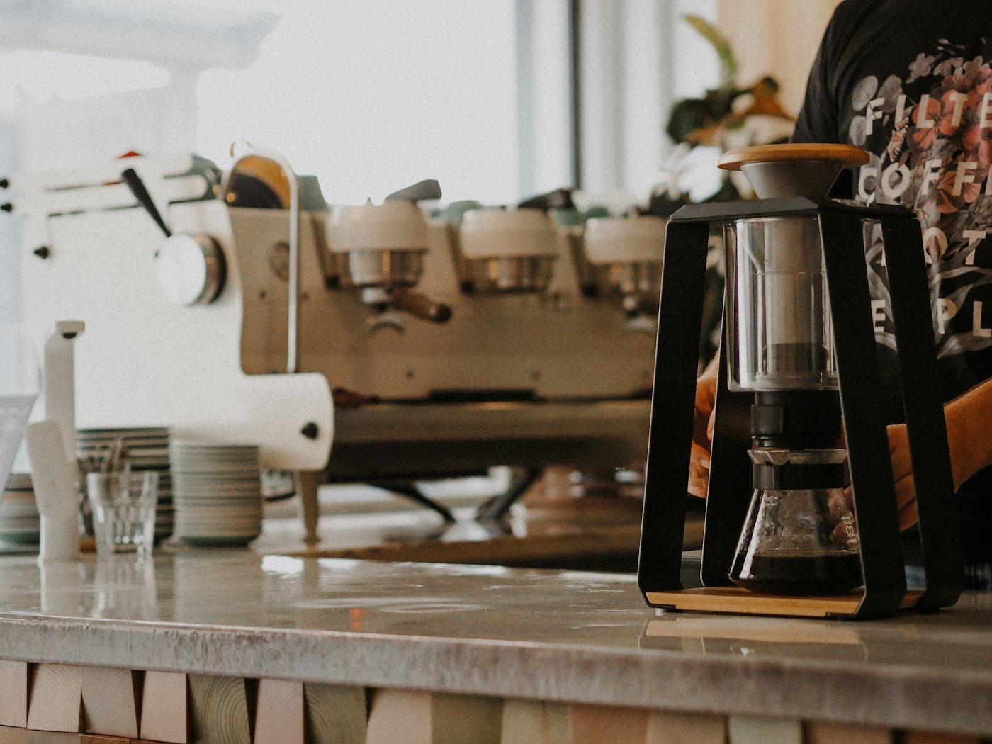 A coffee being poured